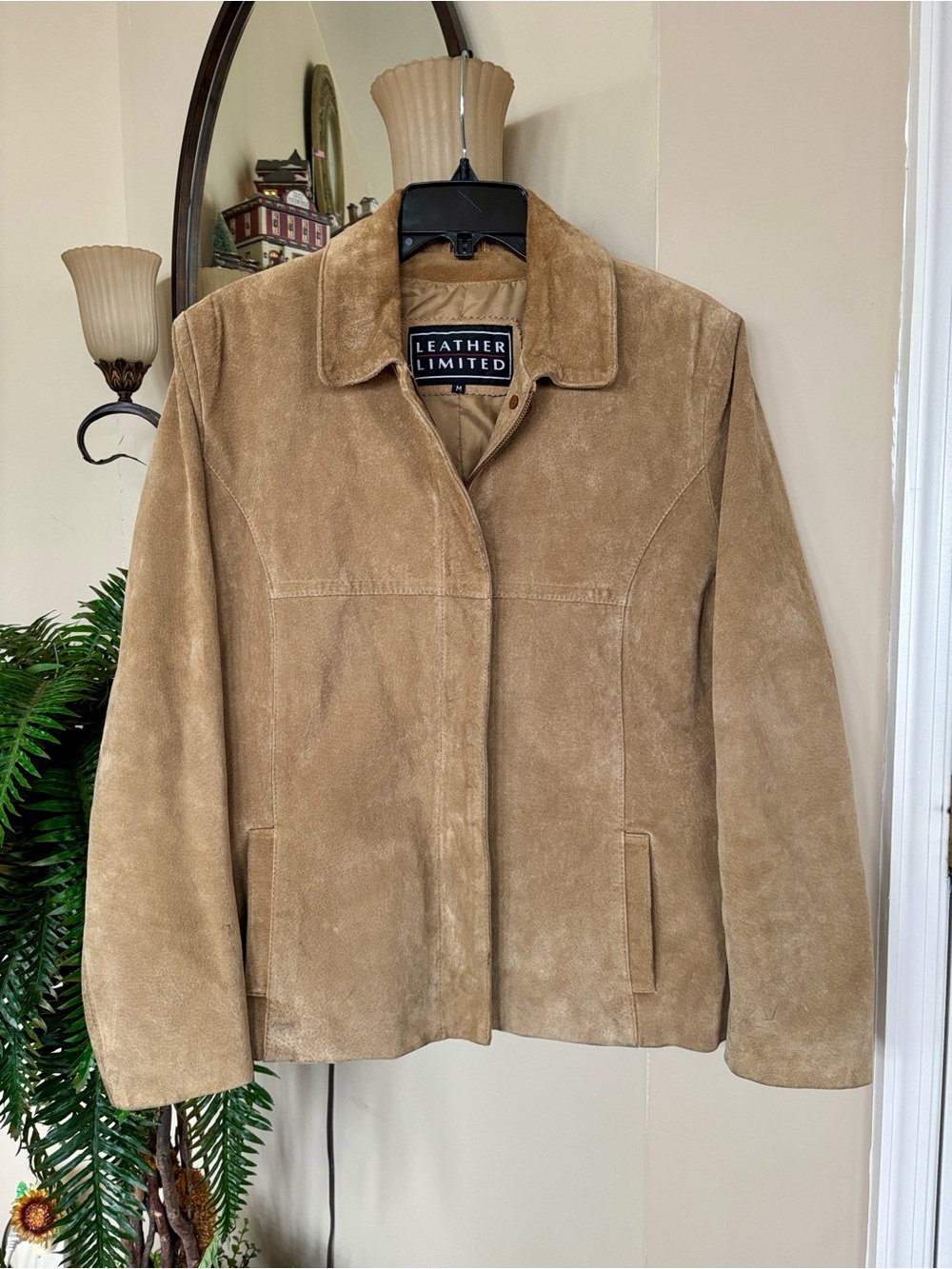 Vintage Leather Limited Suede Zippered Jacket Neutral Tan Classic